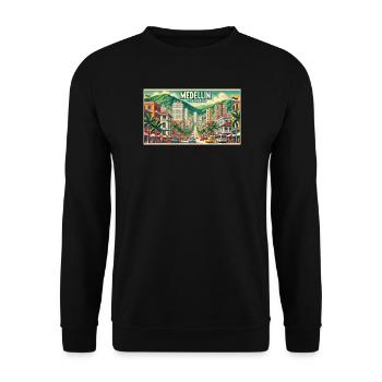 Medellin Kolumbien Vintage Design - Unisex Pullover - Schwarz - Vorne - Alina (178cm) & Michal (187cm)