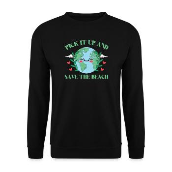 Bathing beach & sea plastic-free against pollution - Unisex Sweatshirt - black - Front - Alina (178cm) & Michal (187cm)