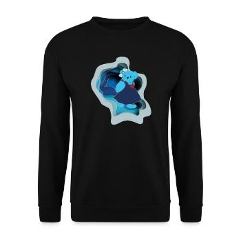 Blue bear with heart motif in paper design - Unisex Sweatshirt - black - Front - Alina (178cm) & Michal (187cm)