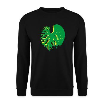 Herzblatt Struktur Gruen Gelb Catalpa - Unisex Pullover - Schwarz - Vorne - Alina (178cm) & Michal (187cm)