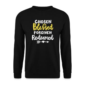 Christlicher Glaube Bibel Zitat - Unisex Pullover - Schwarz - Vorne - Alina (178cm) & Michal (187cm)