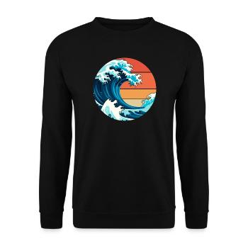Japanische Welle - Unisex Pullover - Schwarz - Vorne - Alina (178cm) & Michal (187cm)