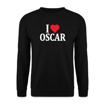 t-shirt I love Oscar t-shirt idée cadeau - Sweat-shirt Unisexe - noir - Devant - Alina (178cm) & Michal (187cm)