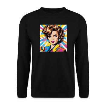 Portrait pop art femme rétro éclatante - Sweat-shirt Unisexe - noir - Devant - Alina (178cm) & Michal (187cm)