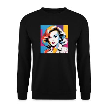 Portrait pop art femme iconique - Sweat-shirt Unisexe - noir - Devant - Alina (178cm) & Michal (187cm)