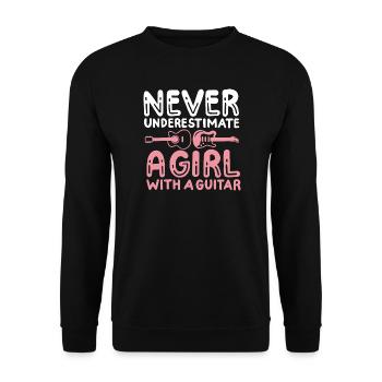 Gitarristin Gitarre - Unisex Pullover - Schwarz - Vorne - Alina (178cm) & Michal (187cm)