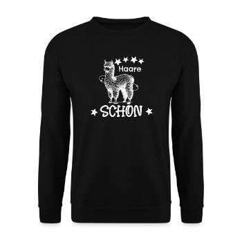 Witziges Alpaka süß - Unisex Pullover - Schwarz - Vorne - Alina (178cm) & Michal (187cm)