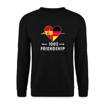 Spanien und Deutschland 100% Freundschaft - Unisex Pullover - Schwarz - Vorne - Alina (178cm) & Michal (187cm)