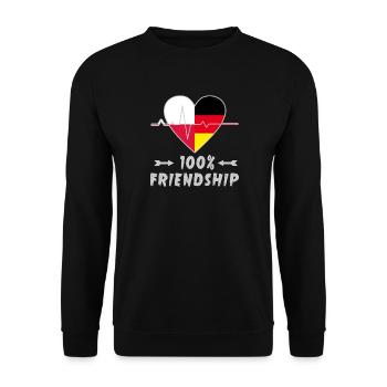 Polen und Deutschland 100% Freundschaft - Unisex Pullover - Schwarz - Vorne - Alina (178cm) & Michal (187cm)