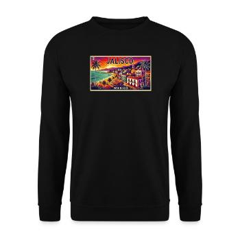 Jalisco Mexiko Strand Palmen Design - Unisex Pullover - Schwarz - Vorne - Alina (178cm) & Michal (187cm)