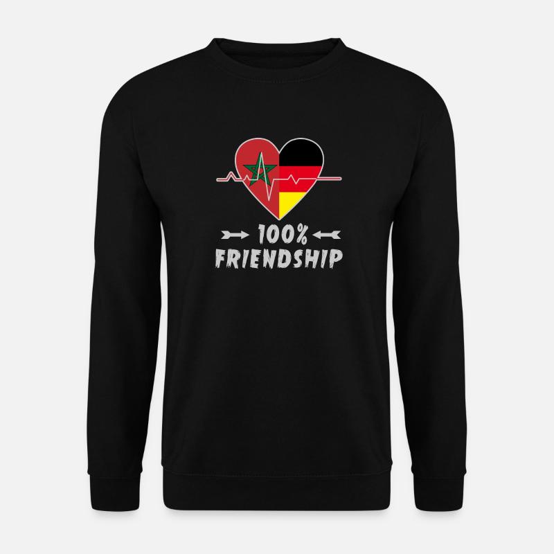 Marokko und Deutschland 100% Freundschaft - Unisex Pullover - Schwarz