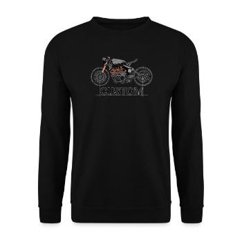 custom motorcycle workshop syymbol drawing icon - Unisex Sweatshirt - black - Front - Alina (178cm) & Michal (187cm)
