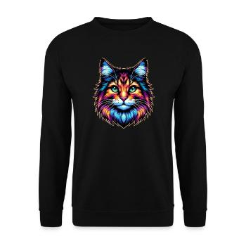 Cat - Unisex Sweatshirt - black - Front - Alina (178cm) & Michal (187cm)