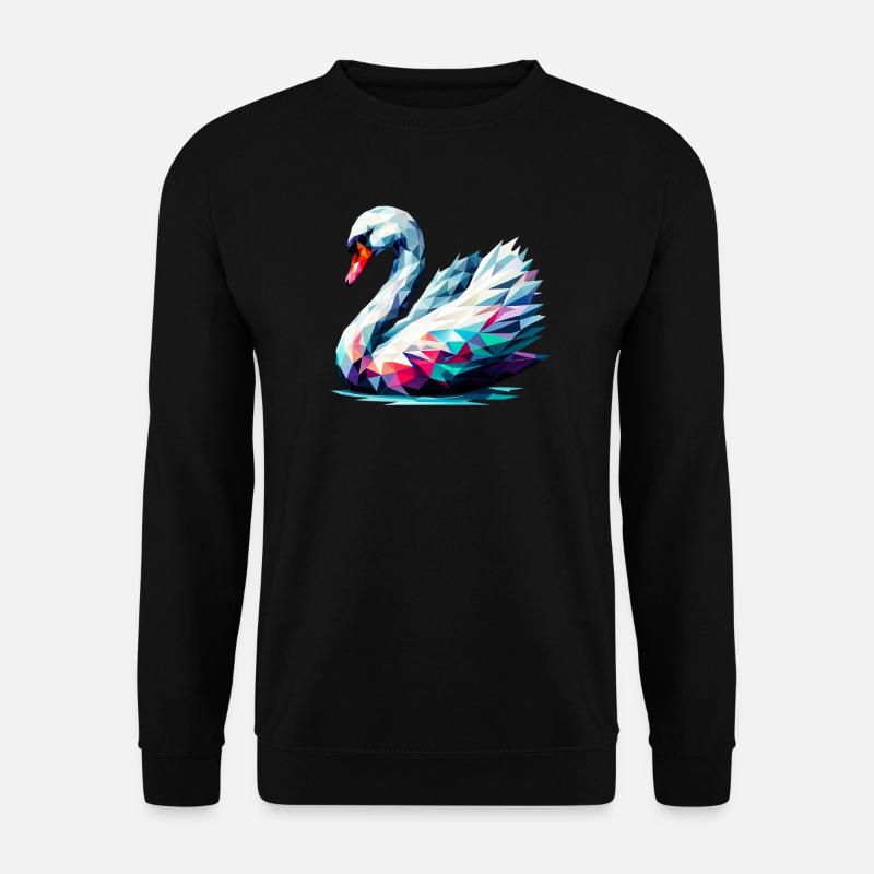 Polygonaler Schwan - Unisex Pullover - Schwarz