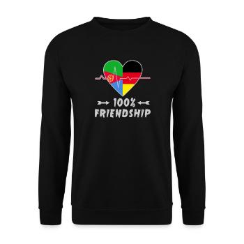 Eritrea und Deutschland 100% Freundschaft - Unisex Pullover - Schwarz - Vorne - Alina (178cm) & Michal (187cm)