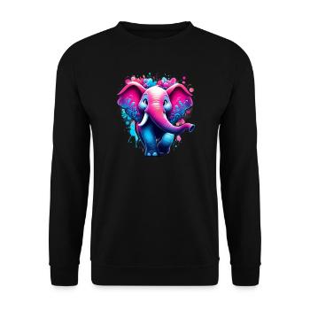 Éléphant - Sweat-shirt Unisexe - noir - Devant - Alina (178cm) & Michal (187cm)