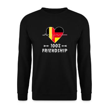 Belgien und Deutschland 100% Freundschaft - Unisex Pullover - Schwarz - Vorne - Alina (178cm) & Michal (187cm)
