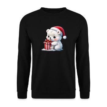 Der Weihnachtseisbär - Unisex Pullover - Schwarz - Vorne - Alina (178cm) & Michal (187cm)