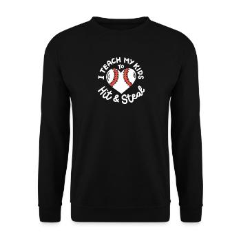 Baseball Mama Papa - Unisex Pullover - Schwarz - Vorne - Alina (178cm) & Michal (187cm)