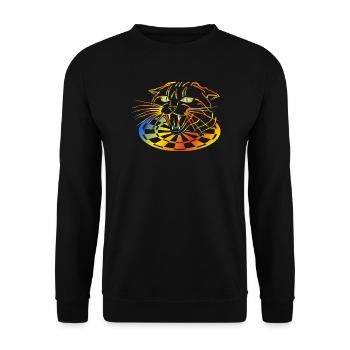 Dart Regenbogenkatze Neonkunst - Unisex Pullover - Schwarz - Vorne - Alina (178cm) & Michal (187cm)