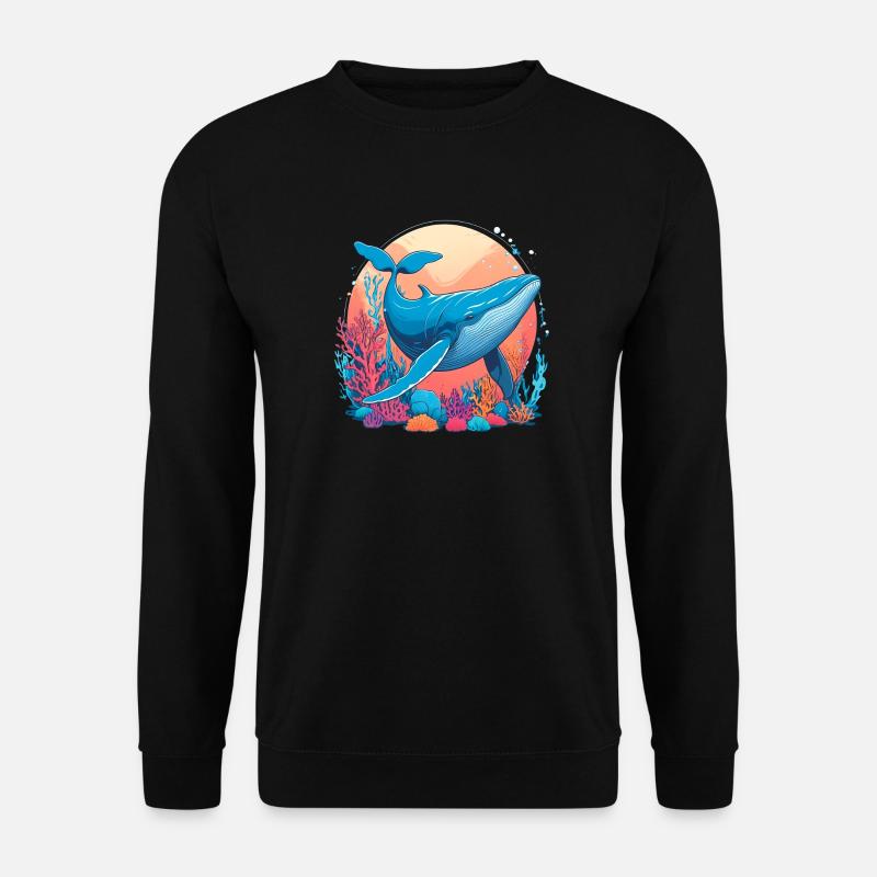 Blue Whale Drawing - Unisex Sweatshirt - black