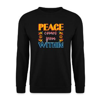 Frieden kommt von innen Farbdesign - Unisex Pullover - Schwarz - Vorne - Alina (178cm) & Michal (187cm)