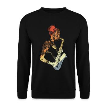 Saxophonist Drawing Vintage - Unisex Sweatshirt - black - Front - Alina (178cm) & Michal (187cm)