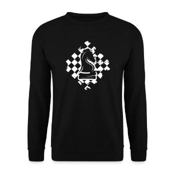 Schach Feld Knight Pferd Illustration Verein icon - Unisex Pullover - Schwarz - Vorne - Alina (178cm) & Michal (187cm)