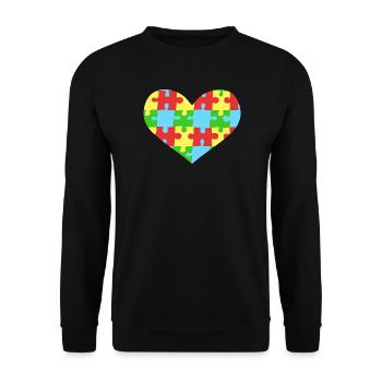 Puzzleteile Herz Autismus Bewusstsein - Unisex Pullover - Schwarz - Vorne - Alina (178cm) & Michal (187cm)