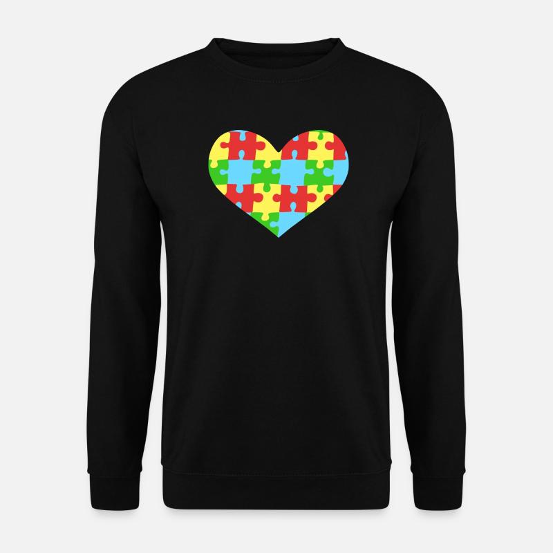 Puzzleteile Herz Autismus Bewusstsein - Unisex Pullover - Schwarz