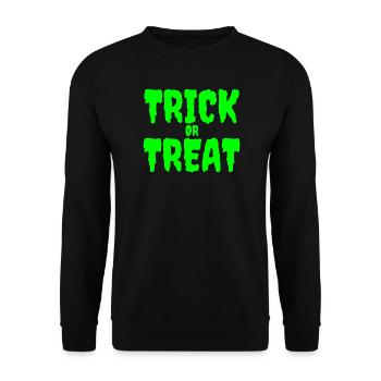 Glow-in-the-Dark Trick or Treat Design - Unisex Sweatshirt - black - Front - Alina (178cm) & Michal (187cm)