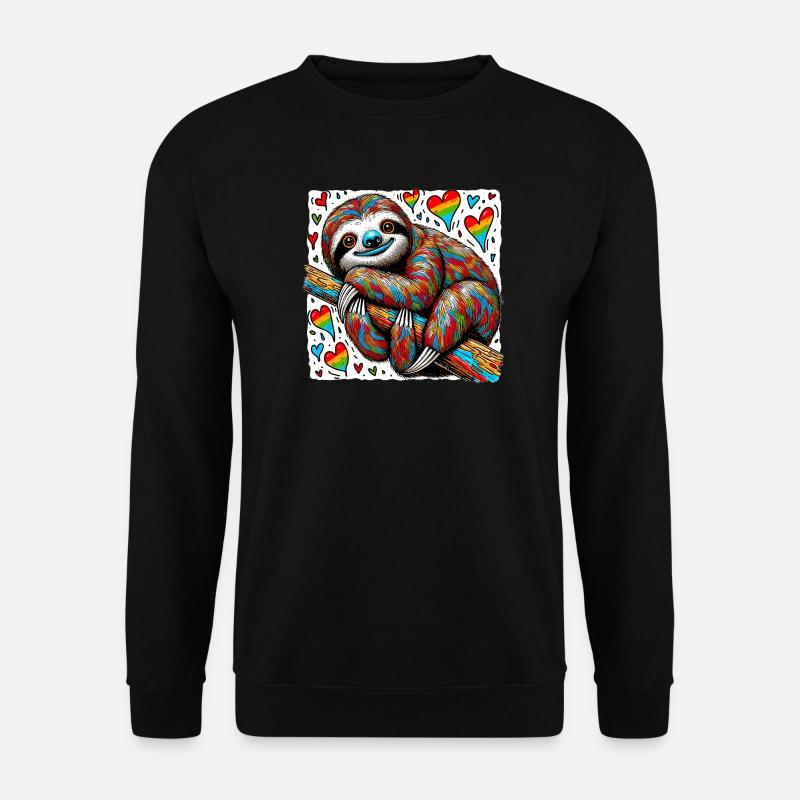 Sloth with Hearts - Unisex Sweatshirt - black