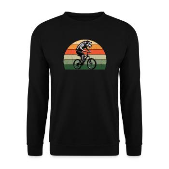 Hyena on a bike in the retro west - Unisex Sweatshirt - black - Front - Alina (178cm) & Michal (187cm)