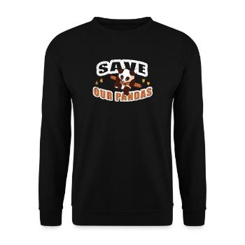 Save our Pandas - Unisex Pullover - Schwarz - Vorne - Alina (178cm) & Michal (187cm)