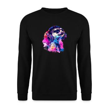 Meerkat Erdhündchen Scharrtier mit Headphones - Sweat-shirt Unisexe - noir - Devant - Alina (178cm) & Michal (187cm)