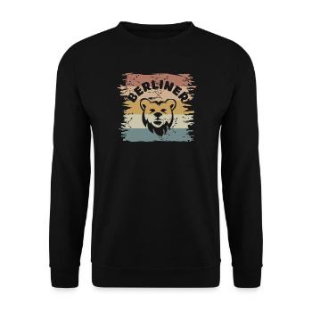 Retro Berlin Bär Comic Cartoon vintage Symbol Logo - Unisex Pullover - Schwarz - Vorne - Alina (178cm) & Michal (187cm)