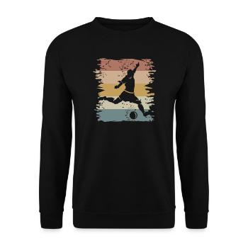retro Fußball Spieler vintage Fußballer Mannschaft - Unisex Pullover - Schwarz - Vorne - Alina (178cm) & Michal (187cm)