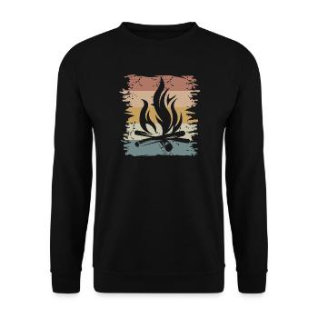 retro campfire survival outdoor bushcraft icon - Unisex Sweatshirt - black - Front - Alina (178cm) & Michal (187cm)