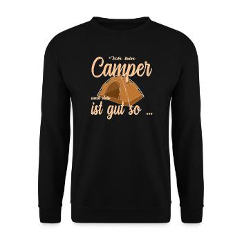 Camping im Zelt - Unisex Pullover - Schwarz - Vorne - Alina (178cm) & Michal (187cm)