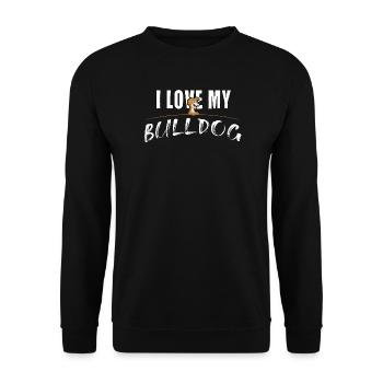 I love my Bulldog - Unisex Pullover - Schwarz - Vorne - Alina (178cm) & Michal (187cm)