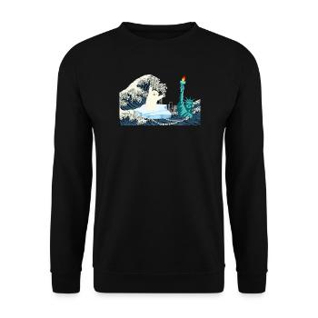 Ökologie T-Shirt Große Welle New York Bär Klima - Unisex Pullover - Schwarz - Vorne - Alina (178cm) & Michal (187cm)