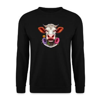 Blumen aus Kuh - Unisex Pullover - Schwarz - Vorne - Alina (178cm) & Michal (187cm)
