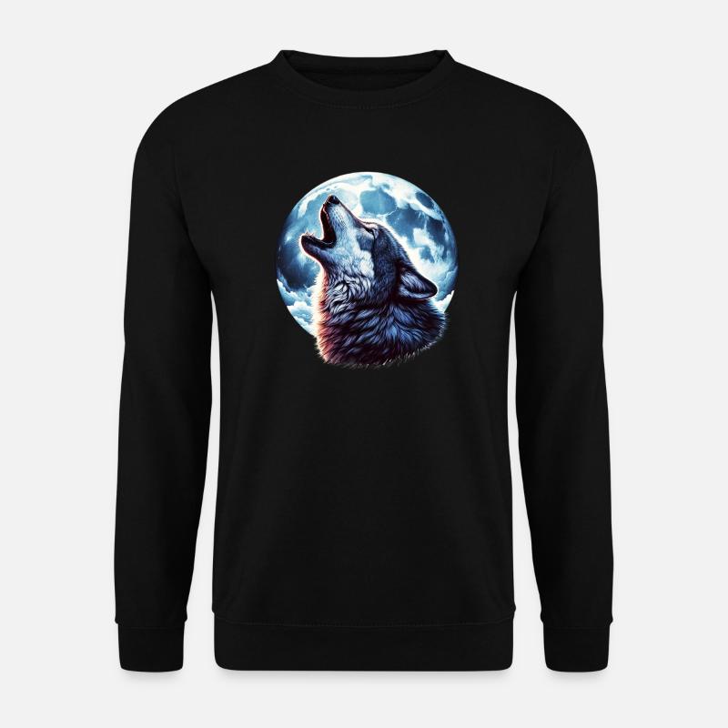 Wolf howls at the full moon - Unisex Sweatshirt - black