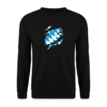 Drapeau et armoiries de la Bavière, effet de déchirure 3D. - Sweat-shirt Unisexe - noir - Devant - Alina (178cm) & Michal (187cm)