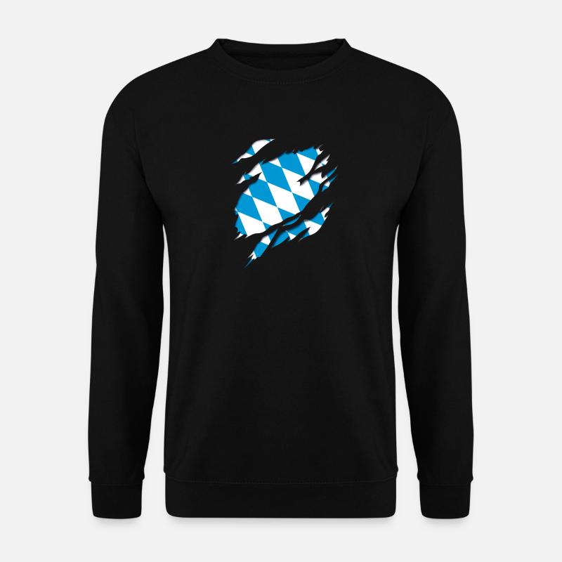 Bayern Fahne und Wappen 3D Reiß-Effekt. - Unisex Pullover - Schwarz
