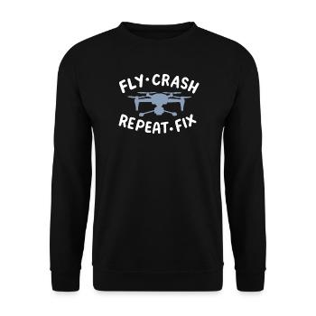 Drohne Pilot Quadrocopter UAV - Unisex Pullover - Schwarz - Vorne - Alina (178cm) & Michal (187cm)
