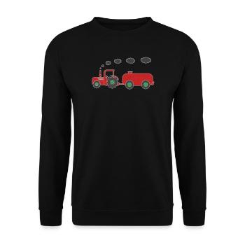 Funny tractor with tank for kids - Unisex Sweatshirt - black - Front - Alina (178cm) & Michal (187cm)