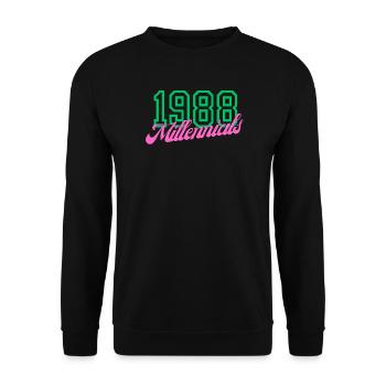 1988 Millennial Digital Keynote Design - Sweat-shirt Unisexe - noir - Devant - Alina (178cm) & Michal (187cm)