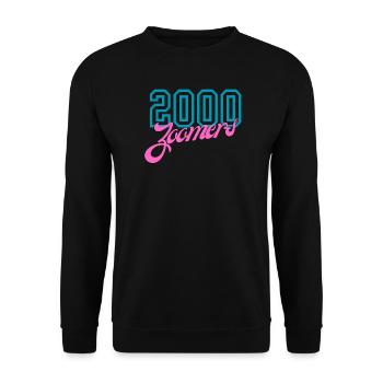 2000 Zoomers Nostalgie de l’été Typographie - Sweat-shirt Unisexe - noir - Devant - Alina (178cm) & Michal (187cm)