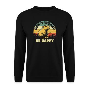 Don't worry be Cappy - Capybara - Unisex Sweatshirt - black - Front - Alina (178cm) & Michal (187cm)